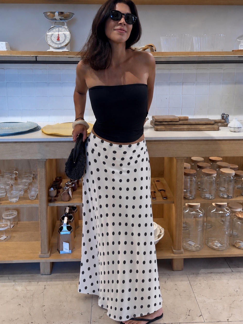 Black & White Polka Dot Maxi Skirt